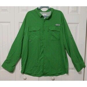 Colombia Omni Shade Blood N Guts PFG Fishing Shirt Long Sleeve  Men's XL Green